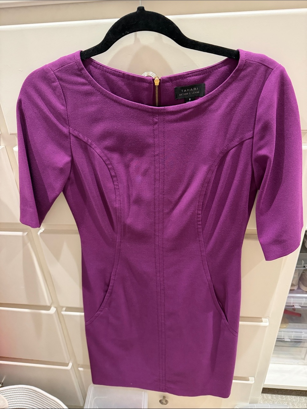Tahari Magenta-Purple Sheath Dress